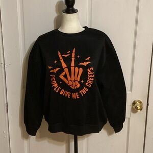 SHEIN Black and Orange Graphic Crewneck Sweatshirt